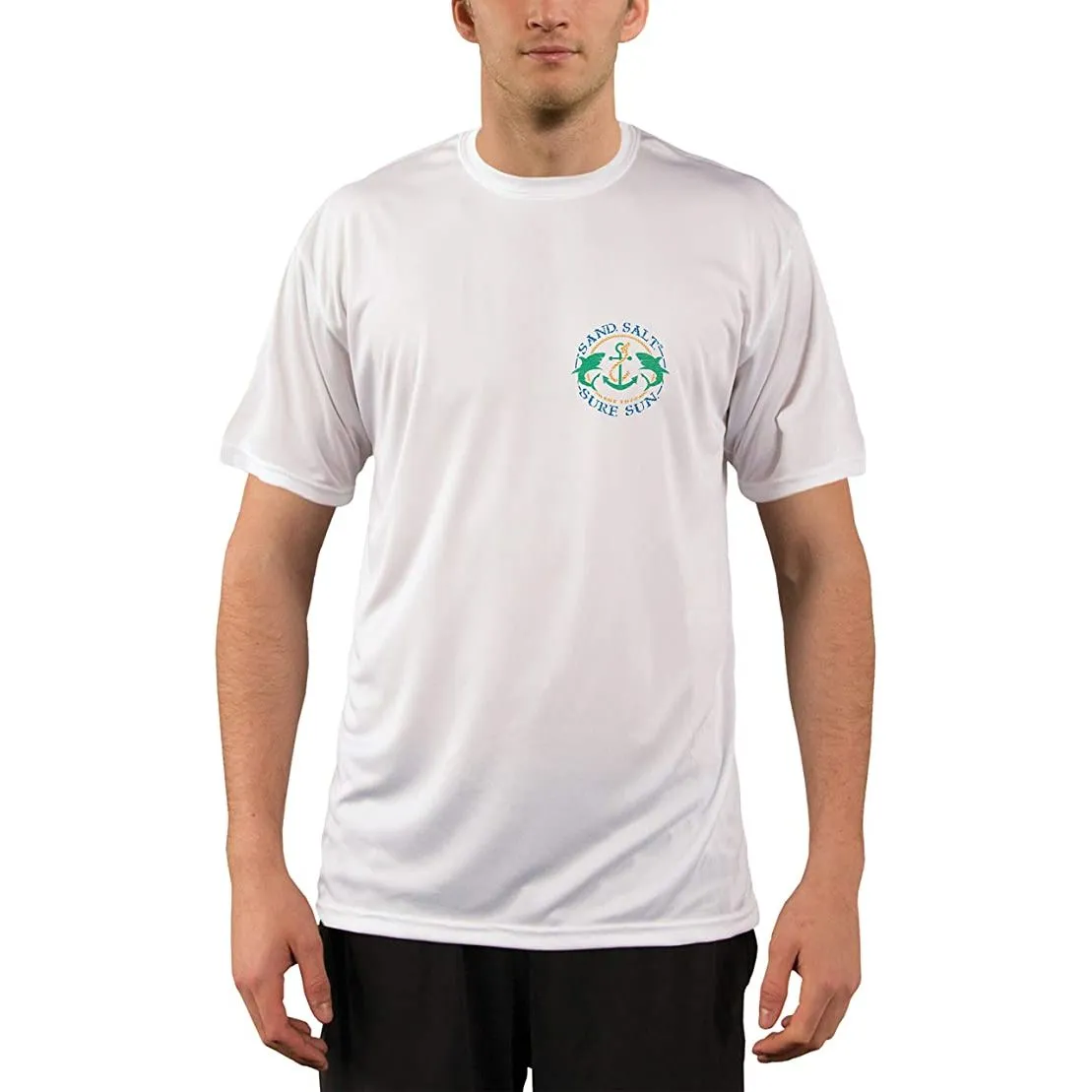 SAND.SALT.SURF.SUN. Coral Octopus Men's UPF 50  UV Sun Protection Performance Short Sleeve T-Shirt
