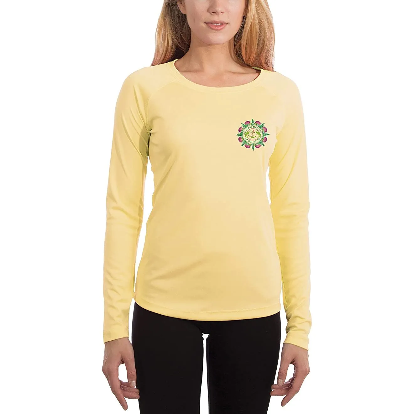 SAND.SALT.SURF.SUN. Mermaid Shells Women's UPF 50  UV Sun Protection Performance Long Sleeve T-Shirt