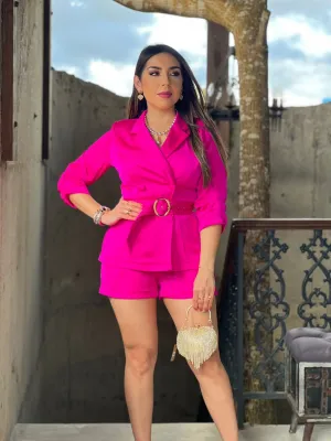 Satin Short & Blazer Set