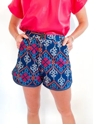 Shana Mix Media Embroidered Shorts