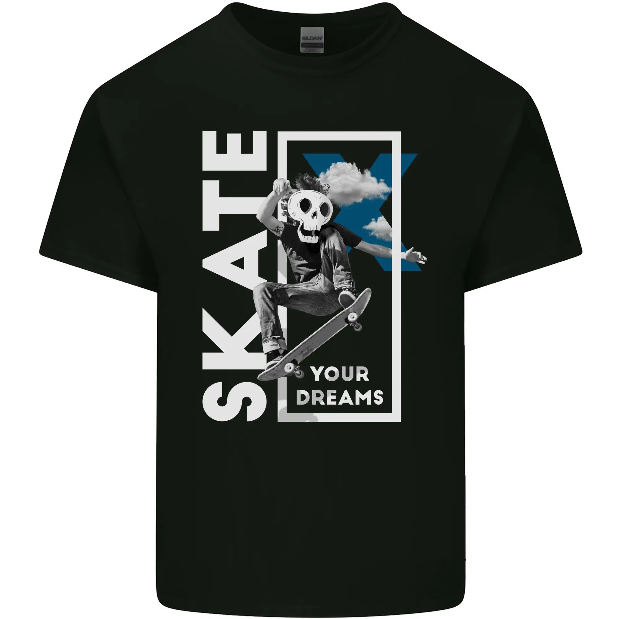 Skate Your Dreams Skateboard Skull Mens Light Cotton T-Shirt