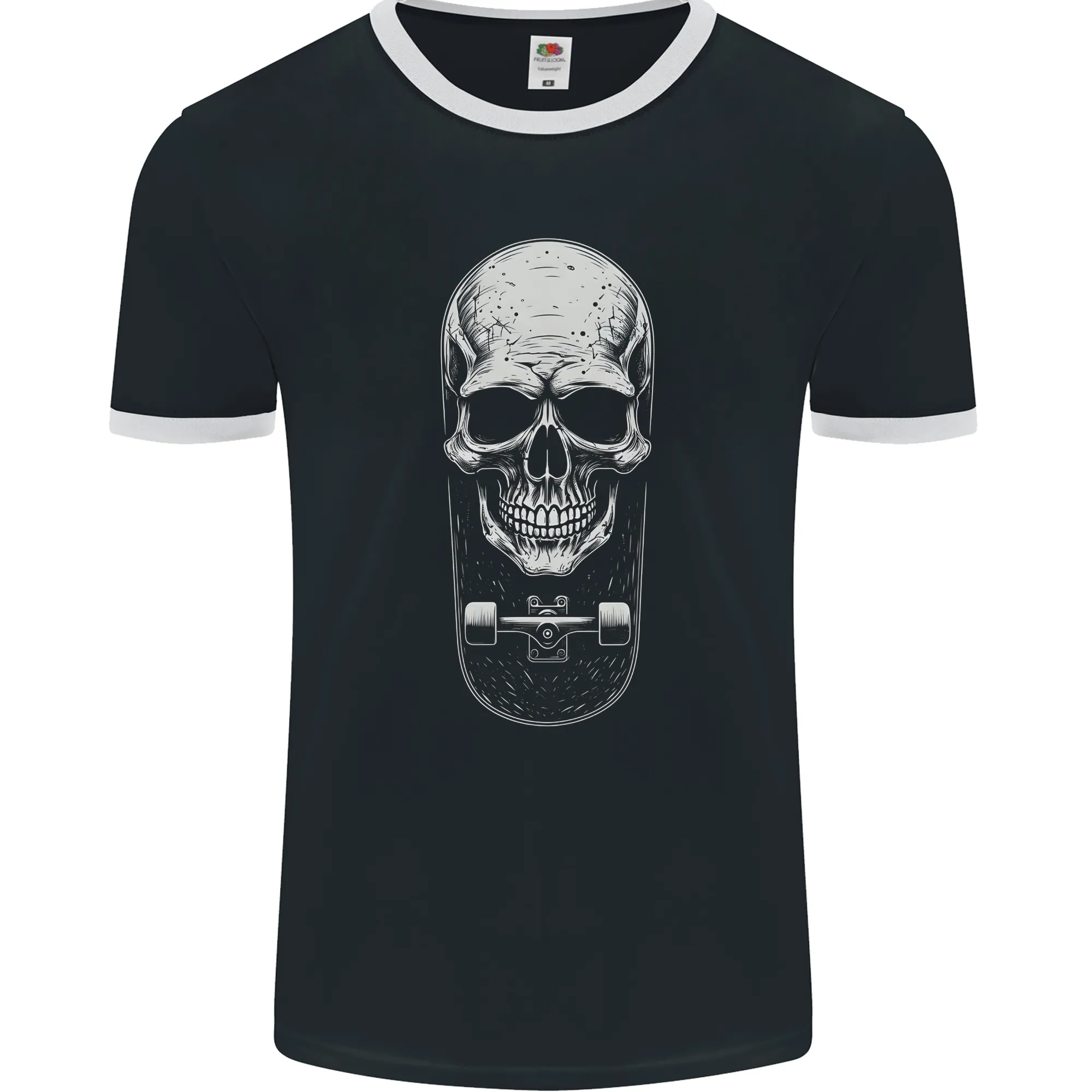 Skater Skull Skateboard Skateboarding Mens Ringer T-Shirt FotL