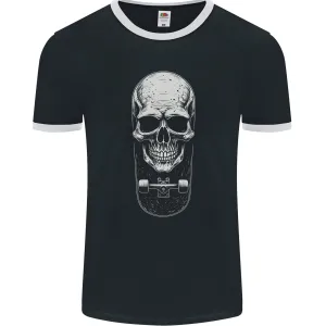 Skater Skull Skateboard Skateboarding Mens Ringer T-Shirt FotL