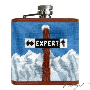 Ski Trails Needlepoint Flask