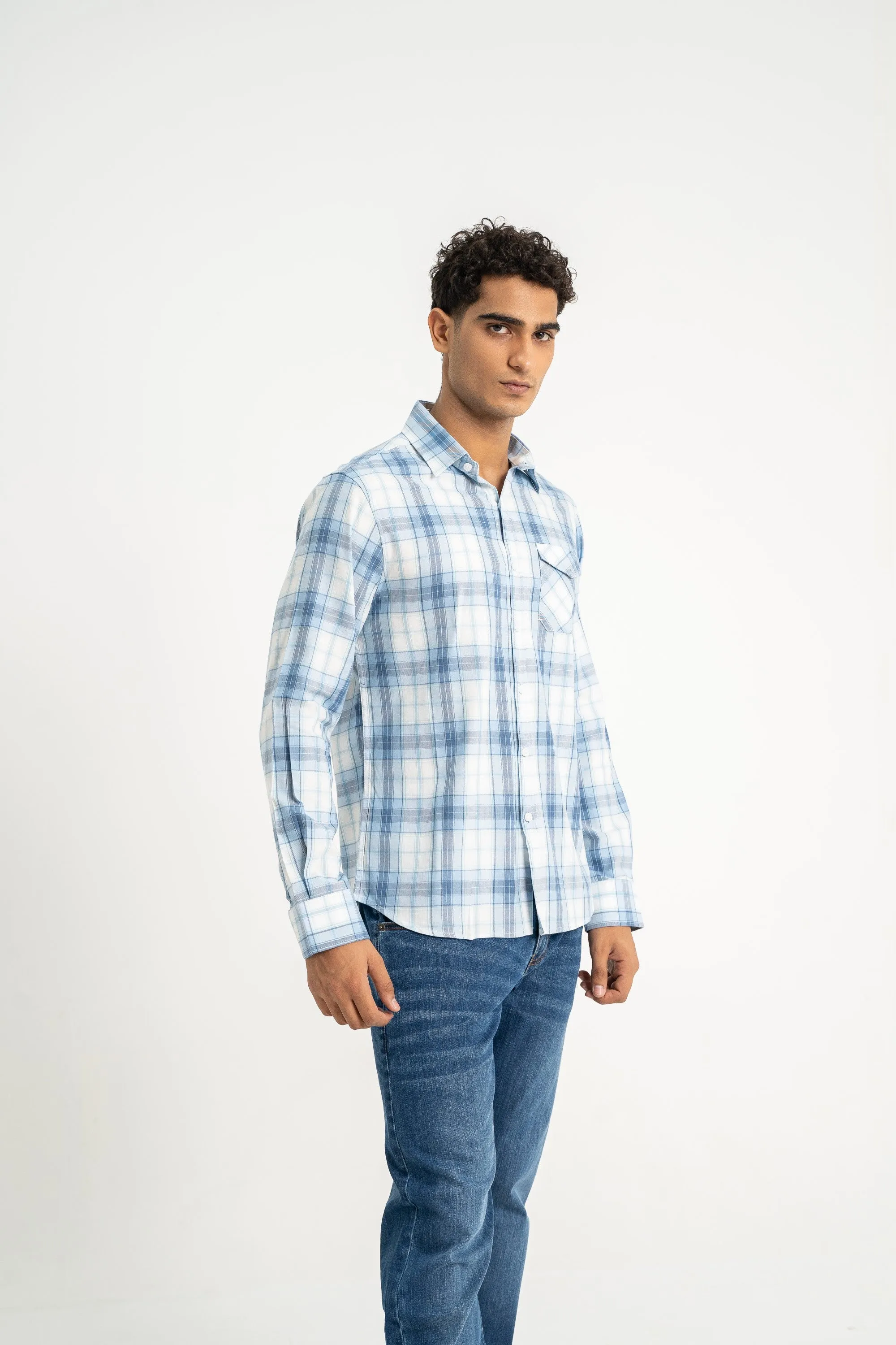Sky Blue Checkered Shirt