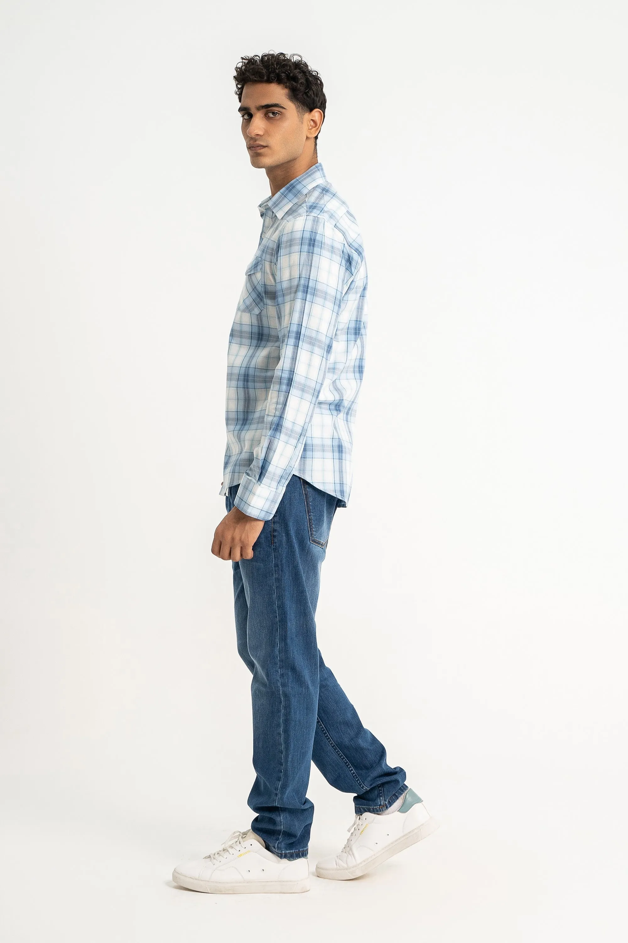 Sky Blue Checkered Shirt
