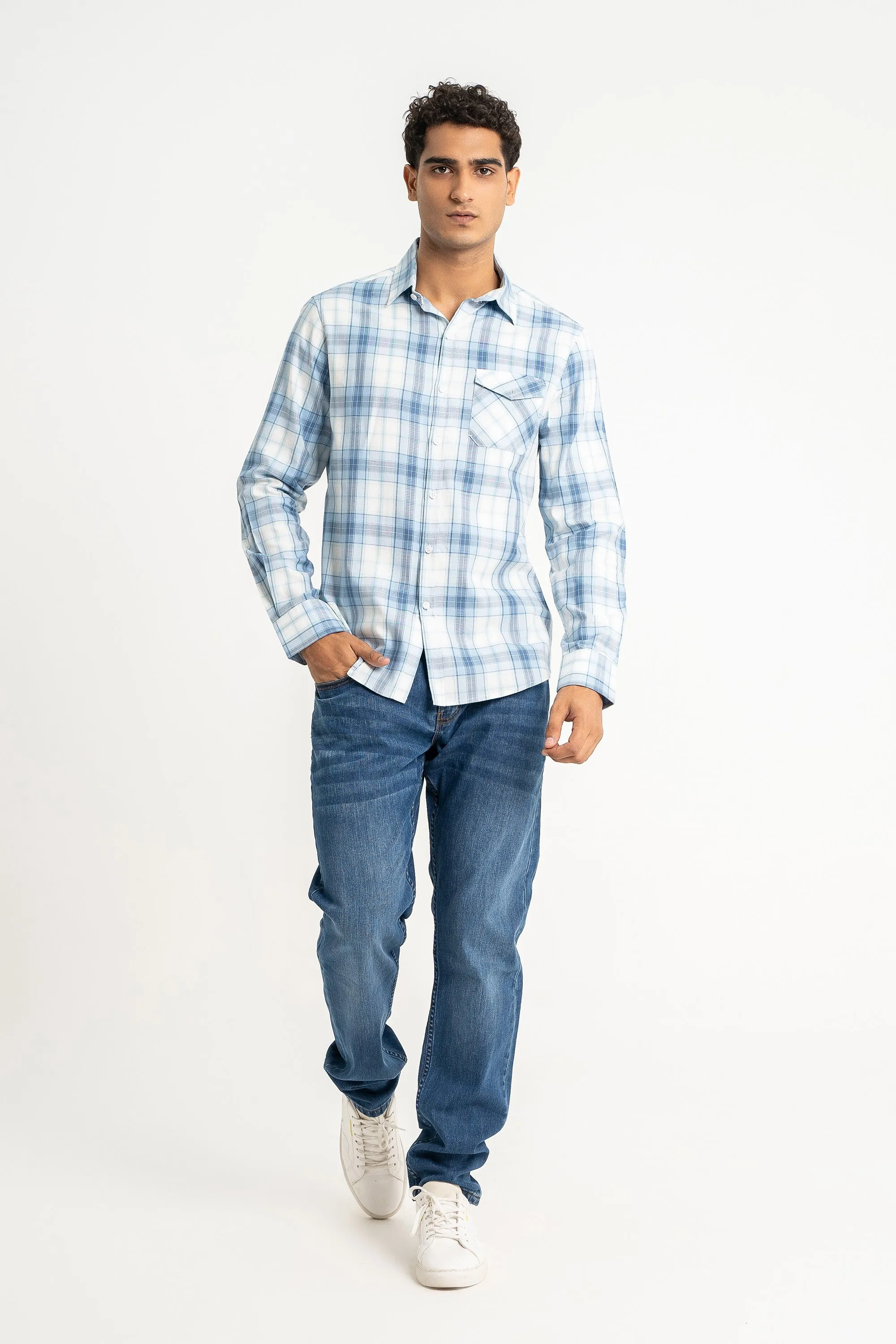Sky Blue Checkered Shirt