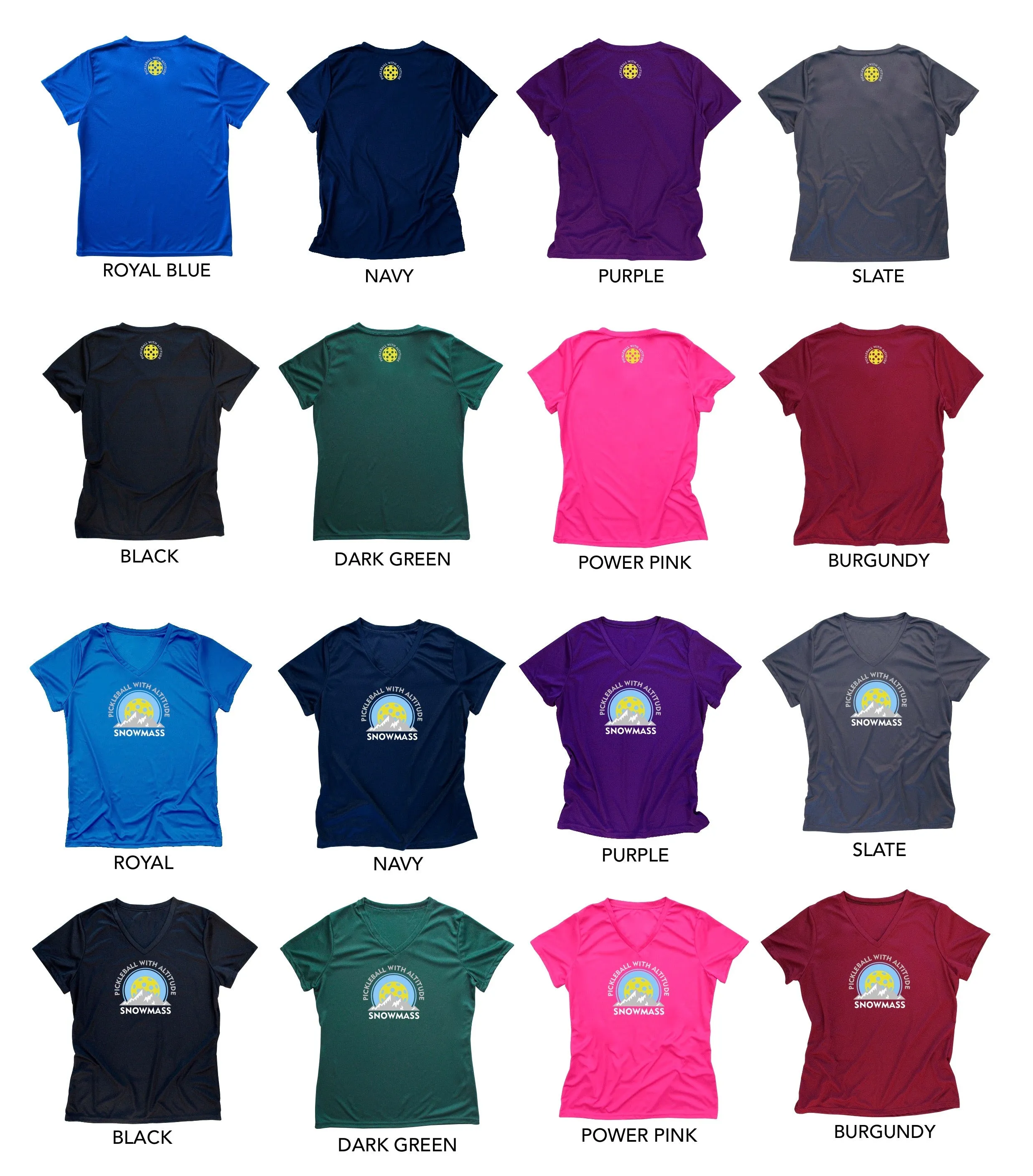 Snowmass Colorado Pickleball Performance Ladies T-Shirt - Design 1