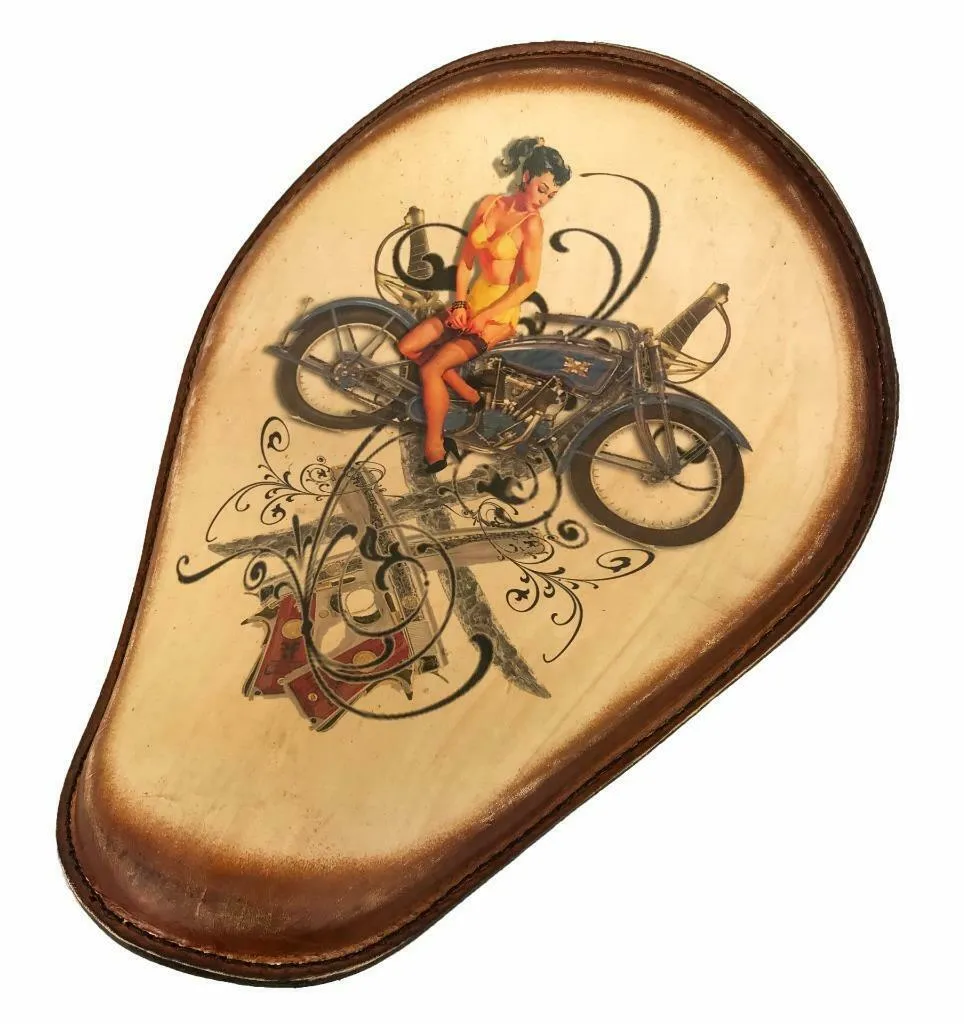 Spring Seat Harley Sportster Chopper Bobber Honda 10x13 Guns Sword Tattoo