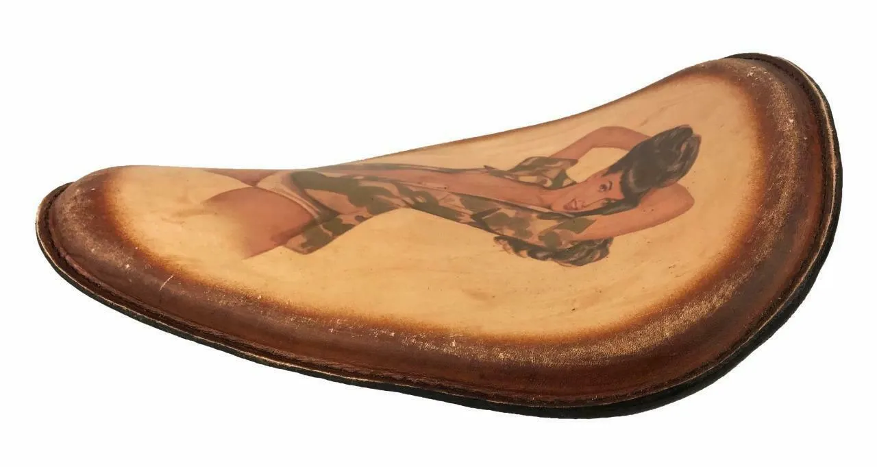 Spring Seat Leather Harley Sportster Chopper Bobber Honda 10x13 Betty D Tattoo