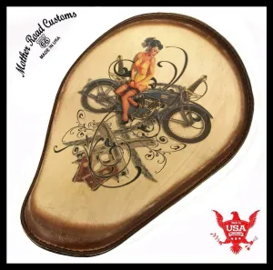Spring Seat Leather Harley Sportster Chopper Bobber Honda 11x14 Guns Swo Tattoo