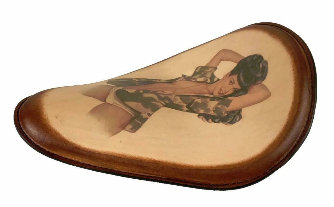 Spring Seat Leather Harley Sportster Chopper Bobber Honda Yamaha Betty P Tattoo