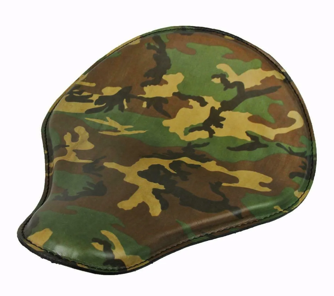 Spring Solo Seat Chopper Bobber Harley Sportster 12x13" Woodland Camo Leather