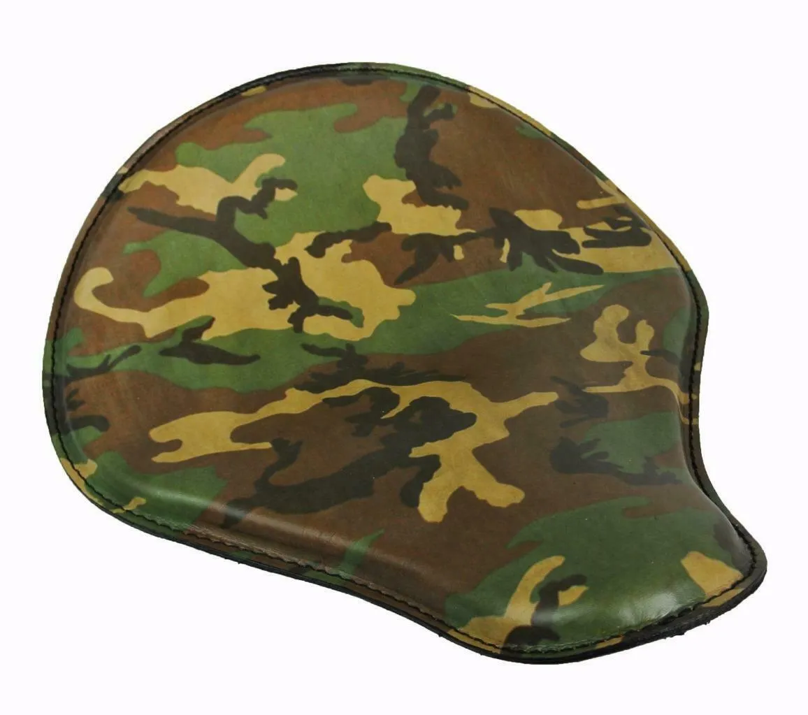 Spring Solo Seat Chopper Bobber Harley Sportster 12x13" Woodland Camo Leather