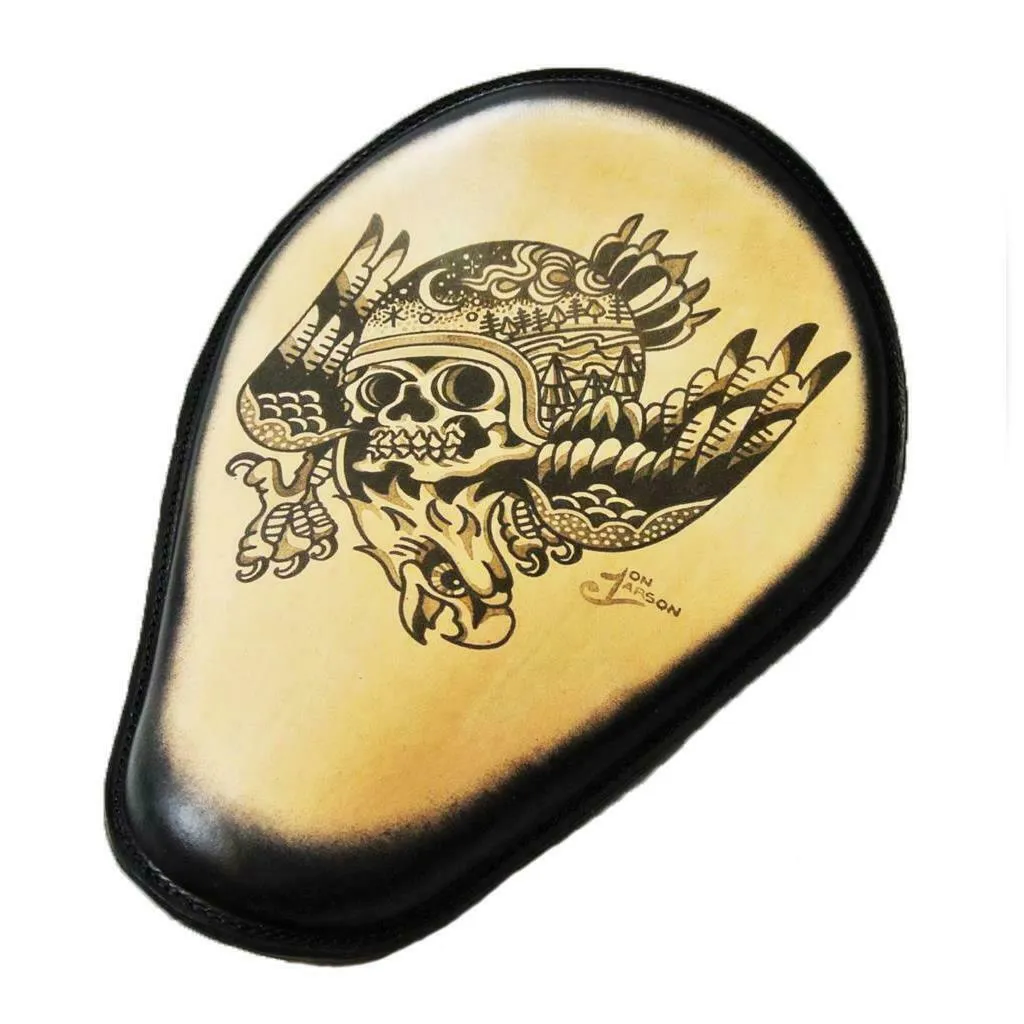 Spring Solo Seat Chopper Harley Sportster 11x14 Eagle Skull Tattoo Leather Blk