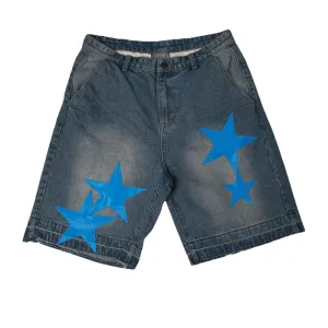 Star Patch Leather Embroidered Shorts
