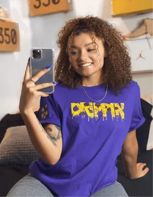 Sunflower Drippin (V3) | Purple Tee (Checkered Drippin Sleeve)