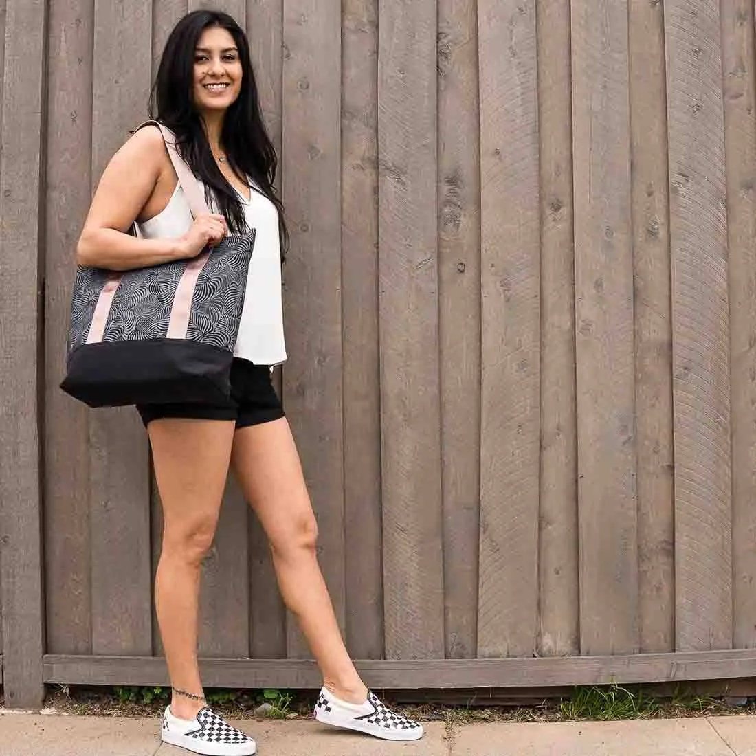 Sustainable Canvas Tote - Black Monstera