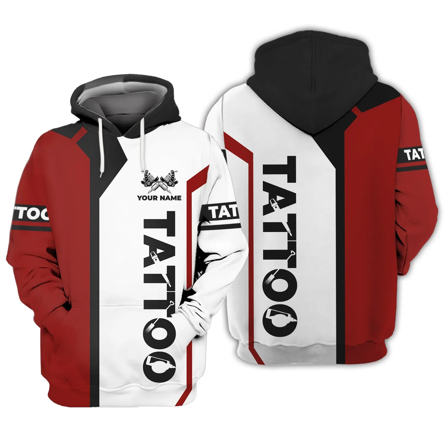Tattoo Artist Shop Personalized Name Zipper Hoodie