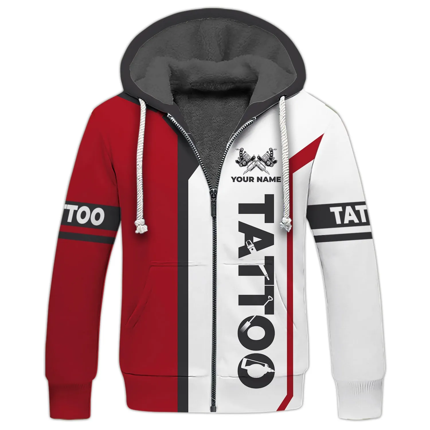 Tattoo Artist Shop Personalized Name Zipper Hoodie
