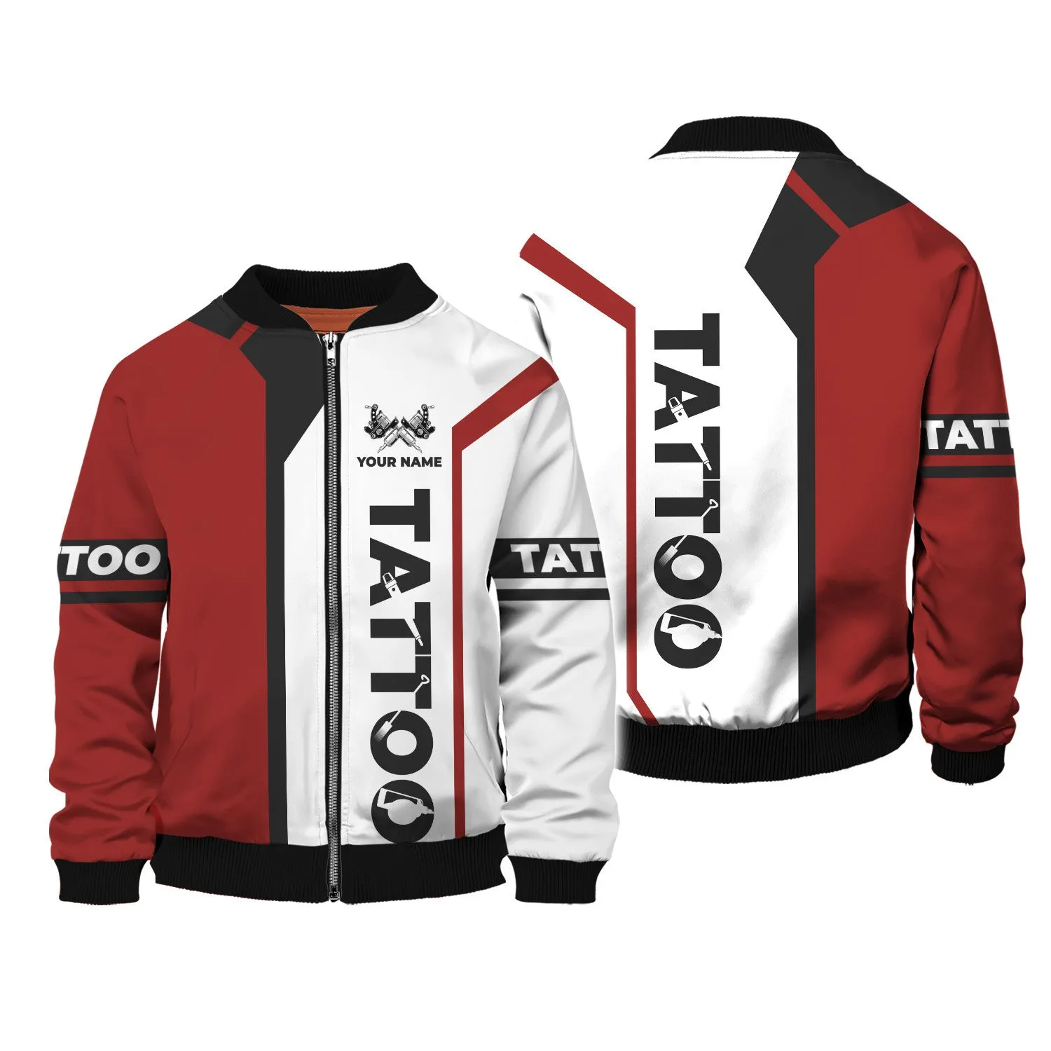 Tattoo Artist Shop Personalized Name Zipper Hoodie