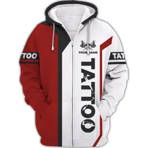 Tattoo Artist Shop Personalized Name Zipper Hoodie