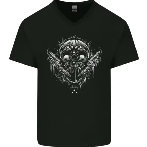 Tattoo Skull Tattooist Artist Mens V-Neck Cotton T-Shirt