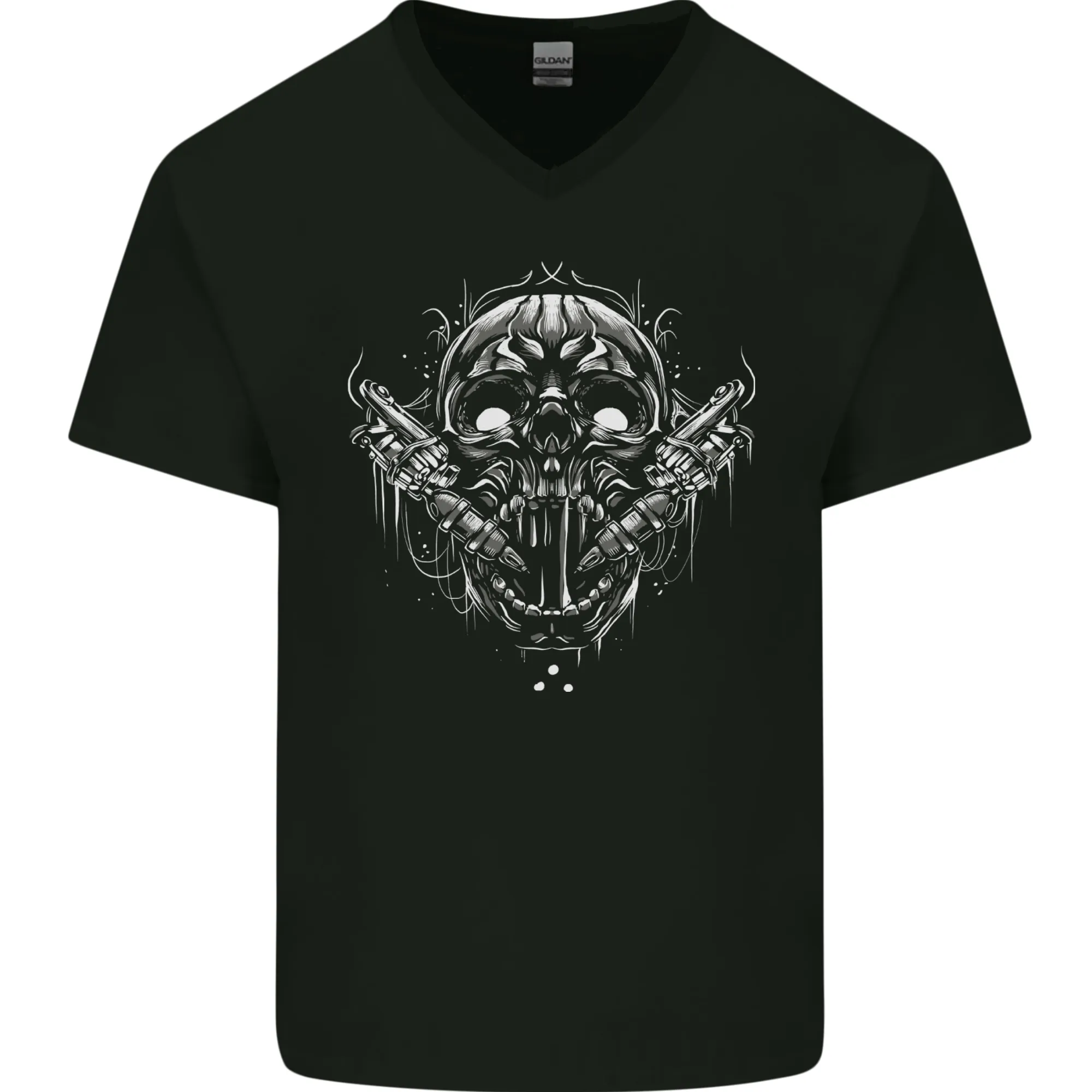 Tattoo Skull Tattooist Artist Mens V-Neck Cotton T-Shirt