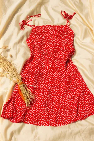 Tie Shoulder Micro Floral Print Day Dress