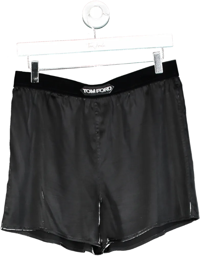 Tom Ford Black Velvet-trimmed Stretch-silk Shorts UK M
