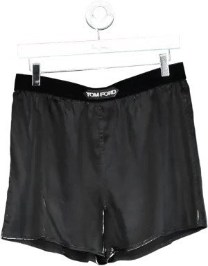 Tom Ford Black Velvet-trimmed Stretch-silk Shorts UK M
