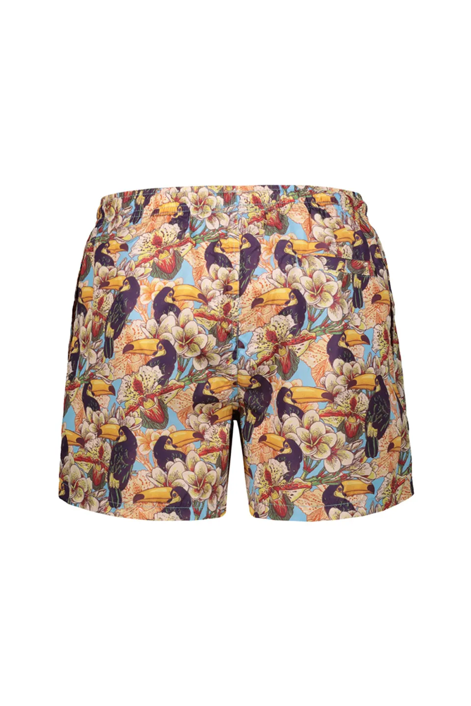 Tucan Print Swim Shorts In Light Blue