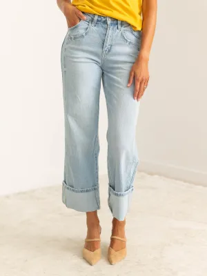 VERVET Streamline Super High Rise Cuffed Baggy Wide Leg