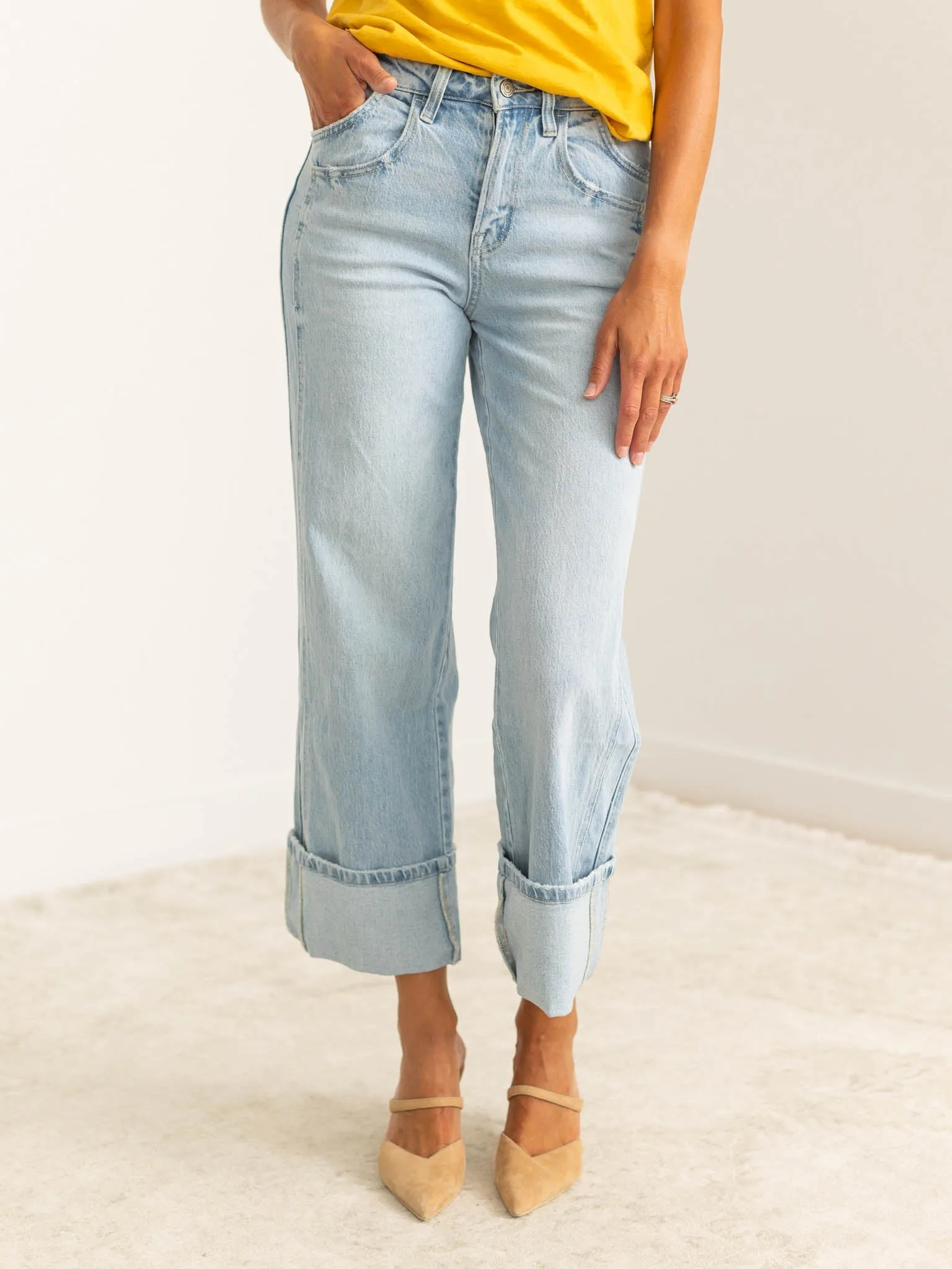 VERVET Streamline Super High Rise Cuffed Baggy Wide Leg
