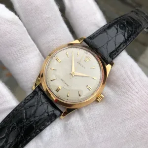 Vintage Rolex Precision 9006 18K Gold 34mm Manual Wind Caliber 1210 Wristwatch