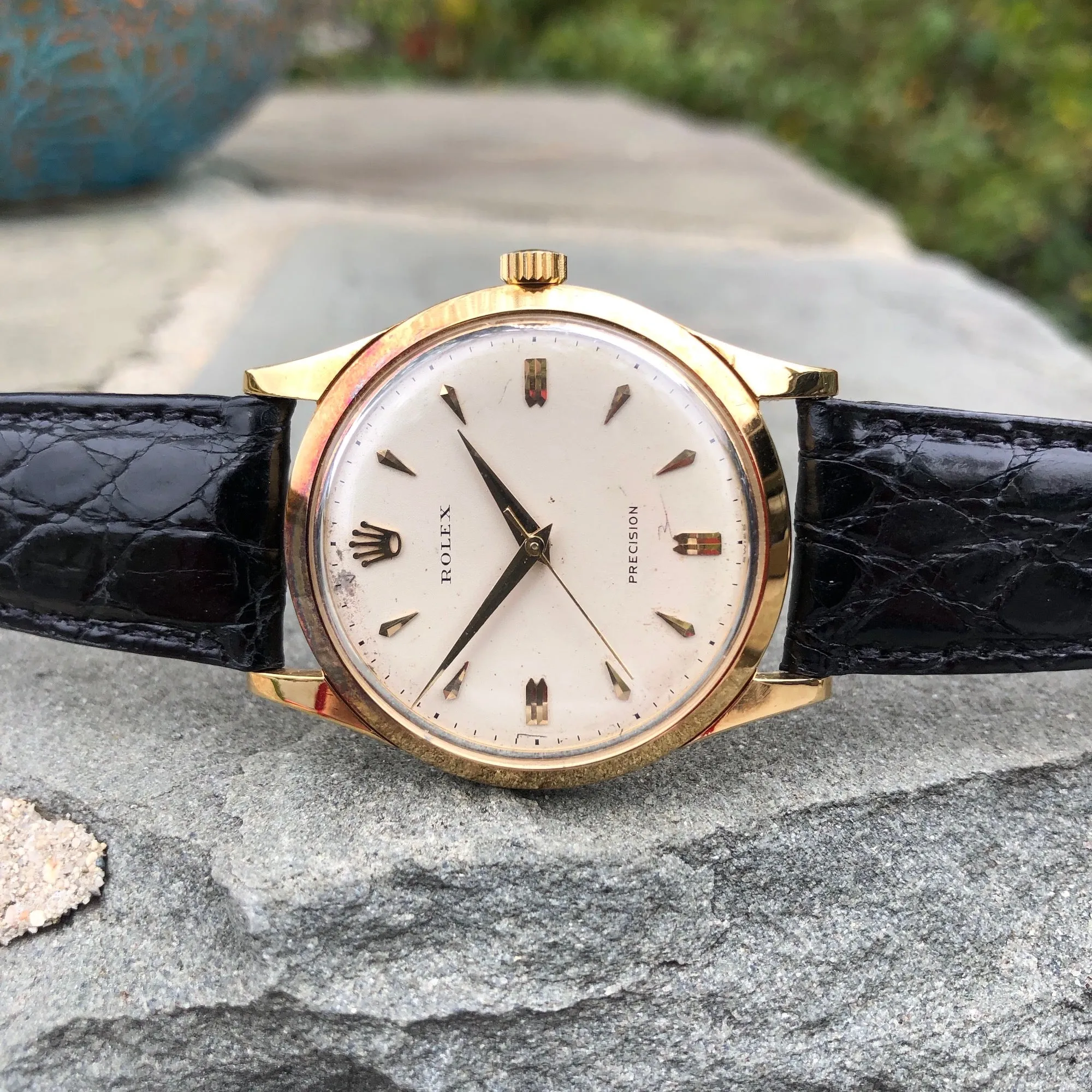 Vintage Rolex Precision 9006 18K Gold 34mm Manual Wind Caliber 1210 Wristwatch