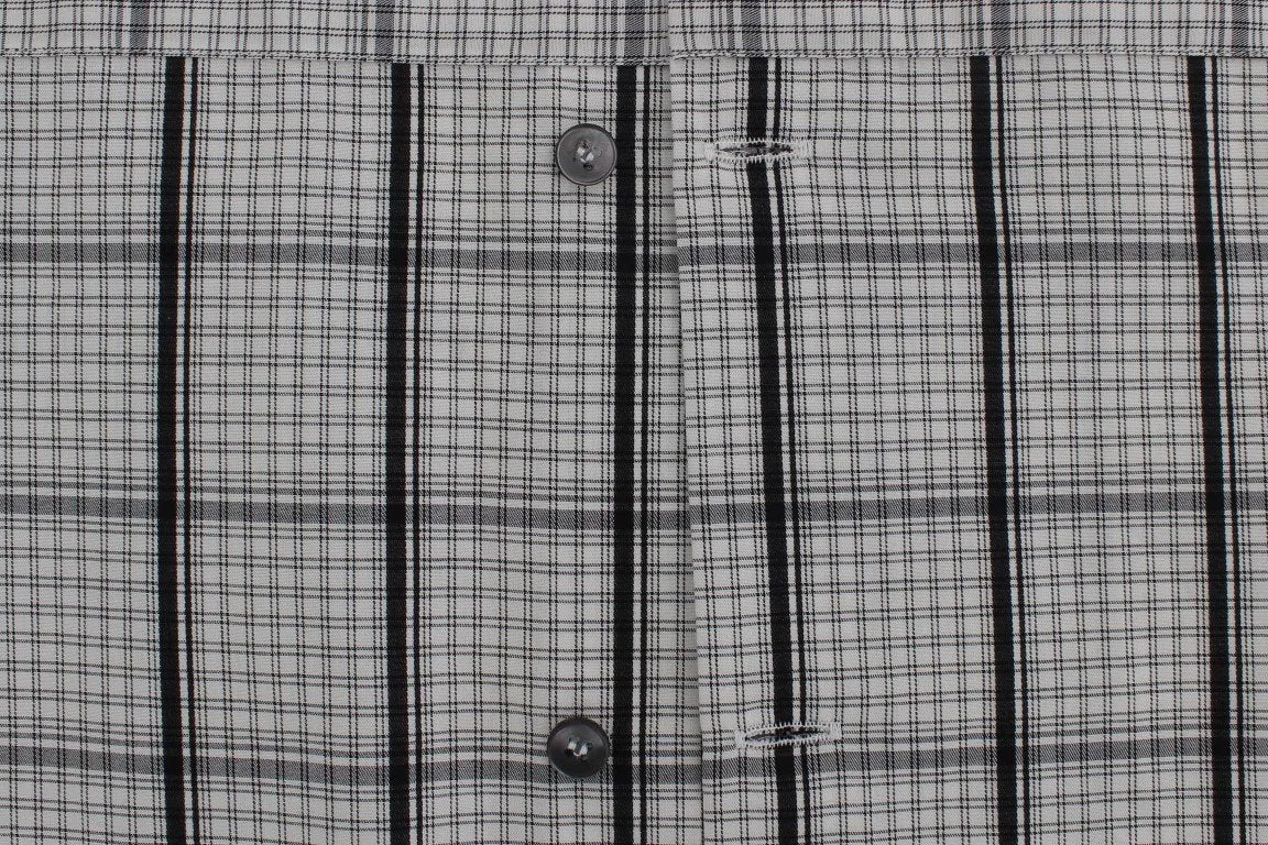 White Black Checkered Cotton Mens Shirt