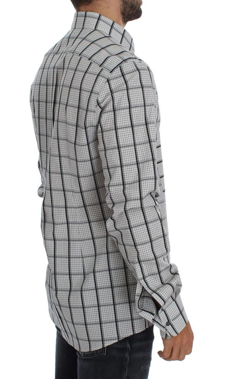 White Black Checkered Cotton Mens Shirt