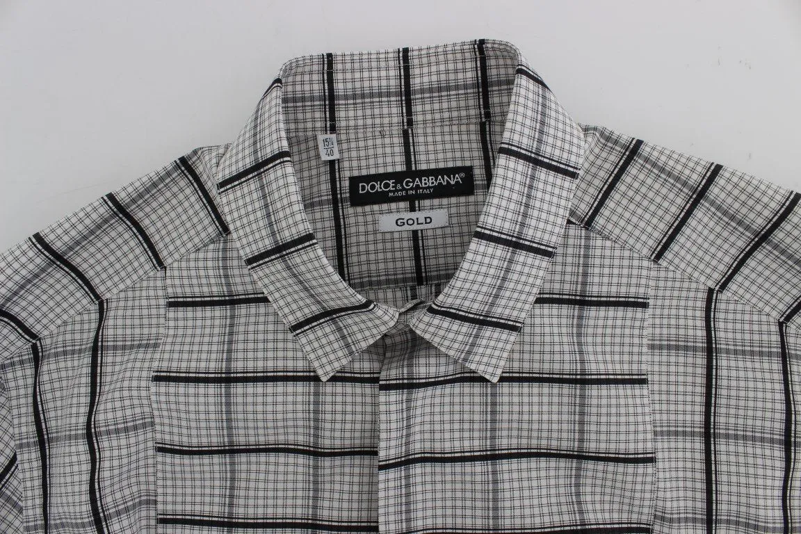 White Black Checkered Cotton Mens Shirt