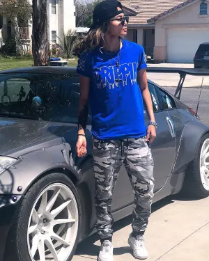 White Drippin Outline | Blue Tee (Outline Sleeves)