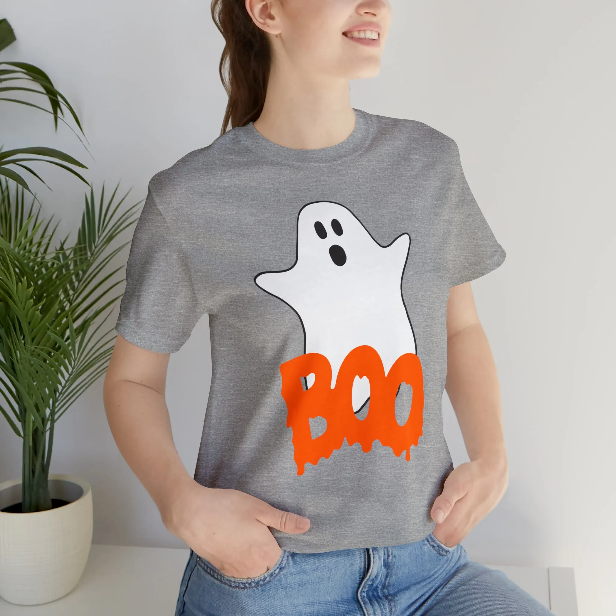 White Ghost Boo T-Shirt | Creepy Flying Ghost Tee |  Bella Canvas 3001Unisex | Scary Short Sleeve Tshirt