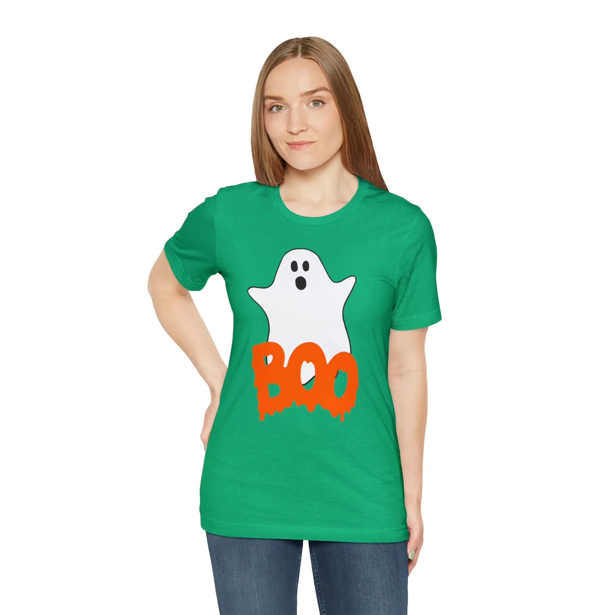 White Ghost Boo T-Shirt | Creepy Flying Ghost Tee |  Bella Canvas 3001Unisex | Scary Short Sleeve Tshirt