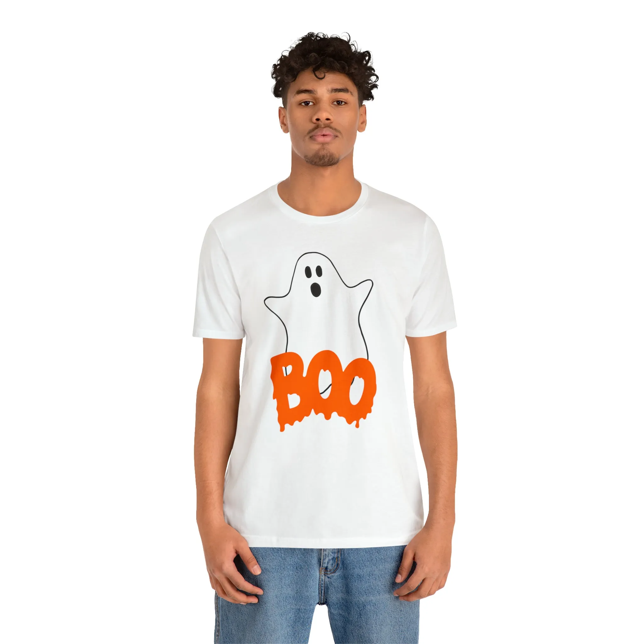 White Ghost Boo T-Shirt | Creepy Flying Ghost Tee |  Bella Canvas 3001Unisex | Scary Short Sleeve Tshirt
