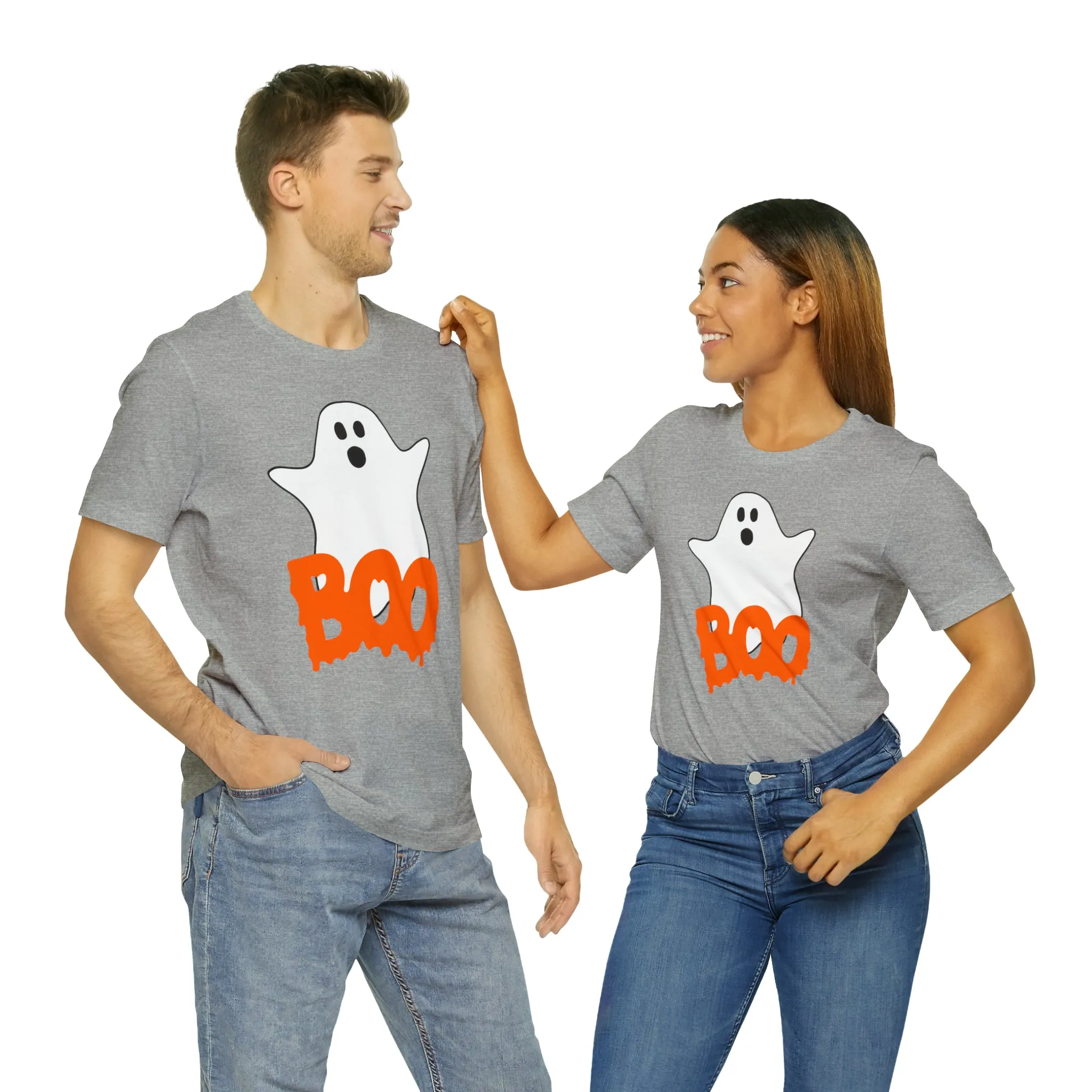 White Ghost Boo T-Shirt | Creepy Flying Ghost Tee |  Bella Canvas 3001Unisex | Scary Short Sleeve Tshirt