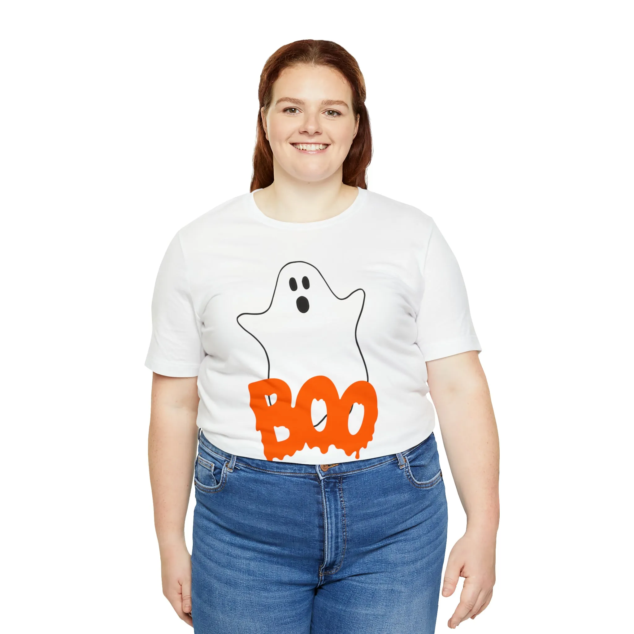 White Ghost Boo T-Shirt | Creepy Flying Ghost Tee |  Bella Canvas 3001Unisex | Scary Short Sleeve Tshirt