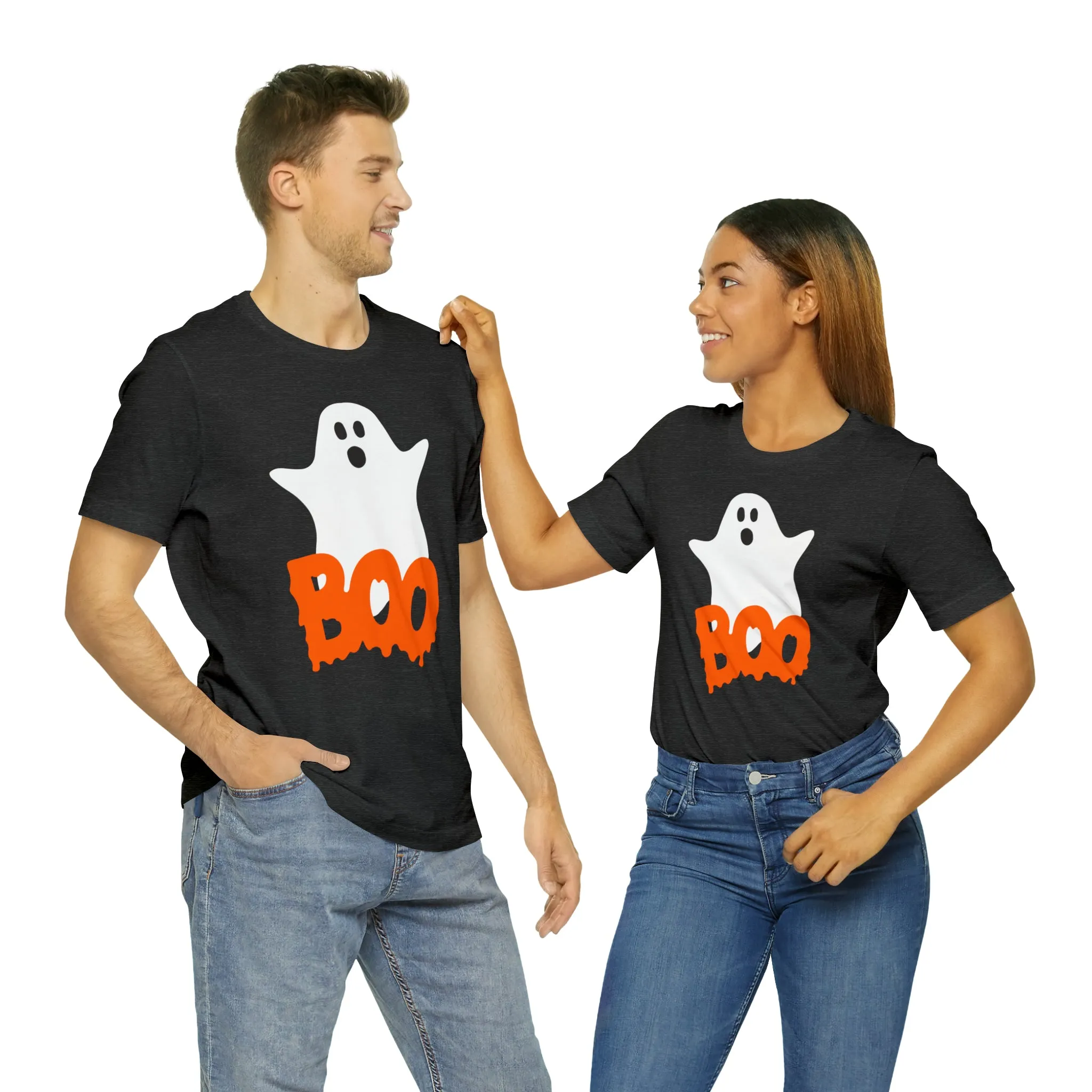 White Ghost Boo T-Shirt | Creepy Flying Ghost Tee |  Bella Canvas 3001Unisex | Scary Short Sleeve Tshirt
