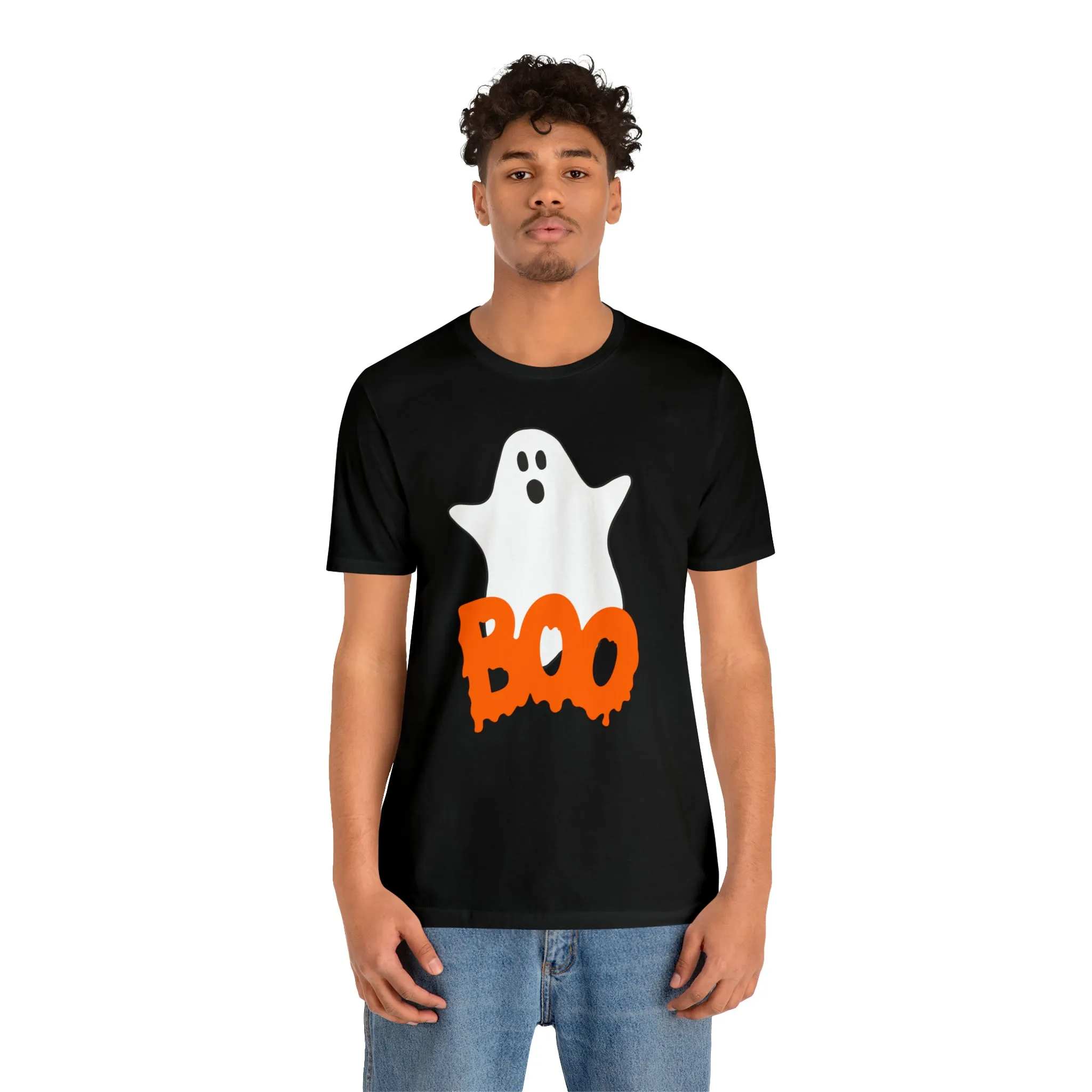 White Ghost Boo T-Shirt | Creepy Flying Ghost Tee |  Bella Canvas 3001Unisex | Scary Short Sleeve Tshirt