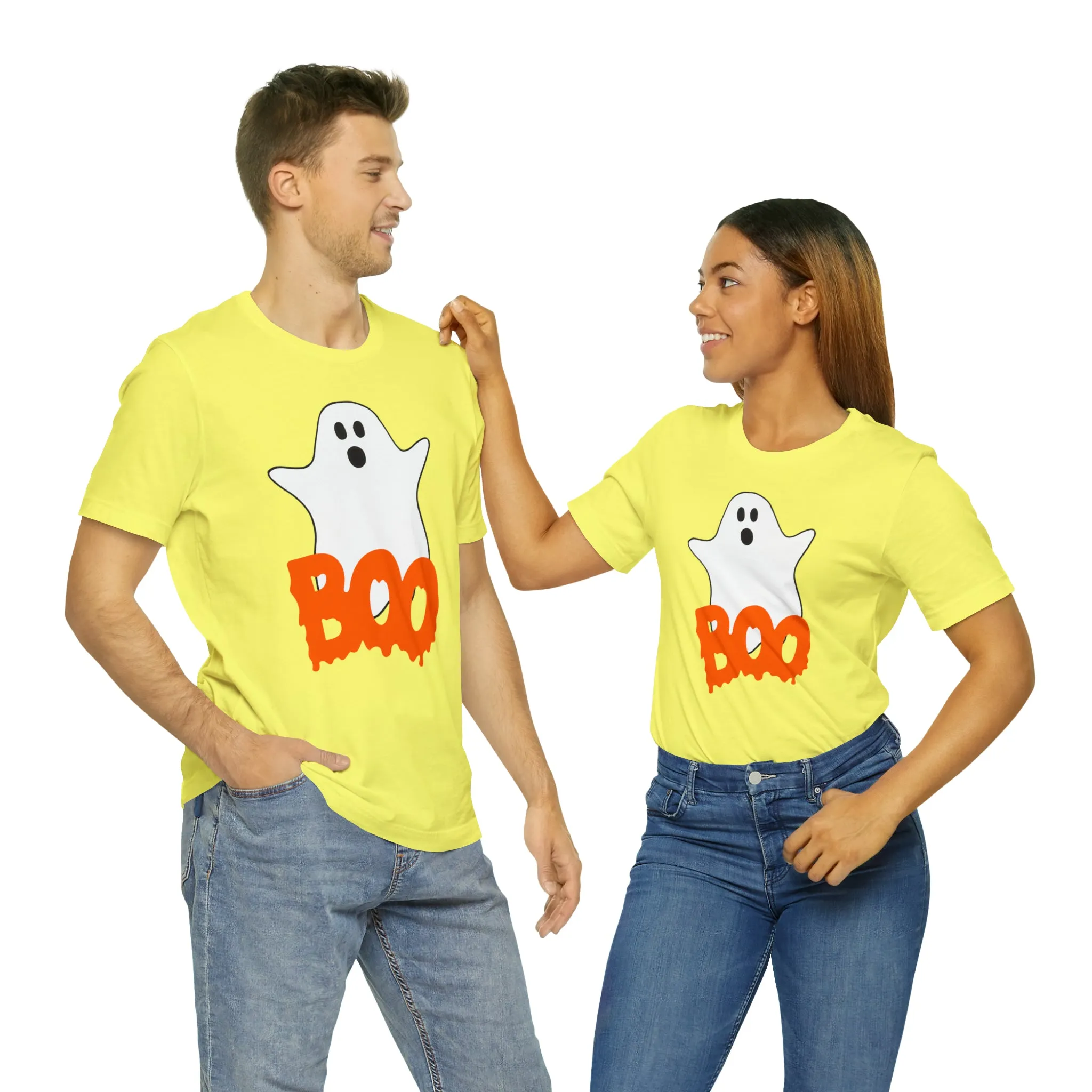White Ghost Boo T-Shirt | Creepy Flying Ghost Tee |  Bella Canvas 3001Unisex | Scary Short Sleeve Tshirt
