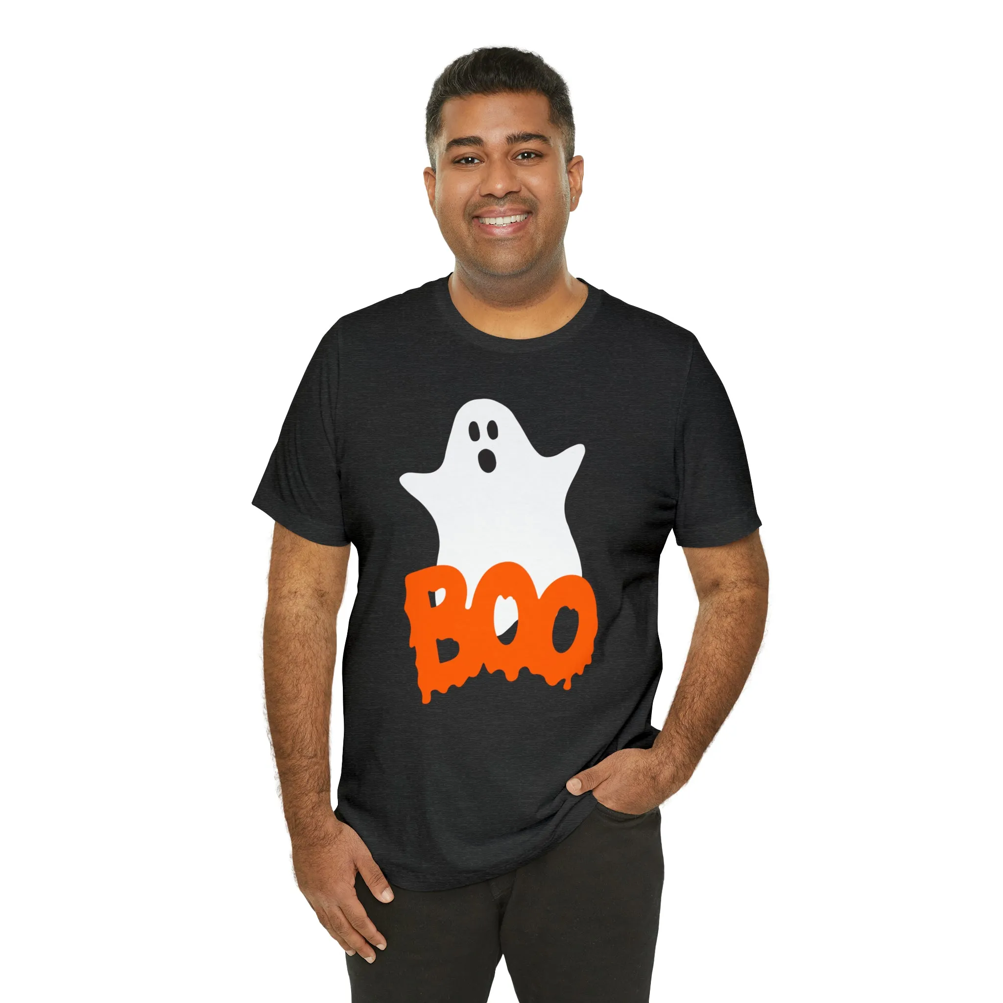 White Ghost Boo T-Shirt | Creepy Flying Ghost Tee |  Bella Canvas 3001Unisex | Scary Short Sleeve Tshirt