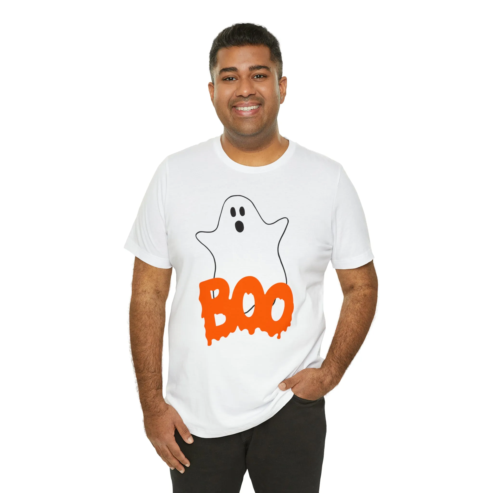 White Ghost Boo T-Shirt | Creepy Flying Ghost Tee |  Bella Canvas 3001Unisex | Scary Short Sleeve Tshirt